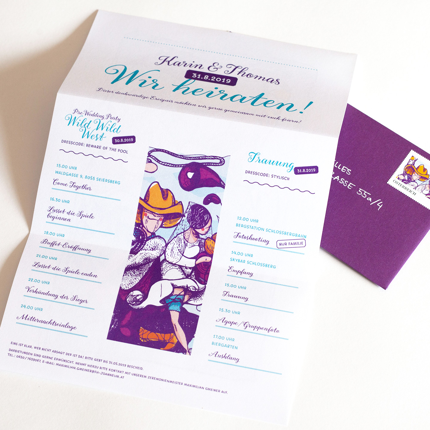 Wedding stationery with illustrated element Wedding stationery with illustrated element