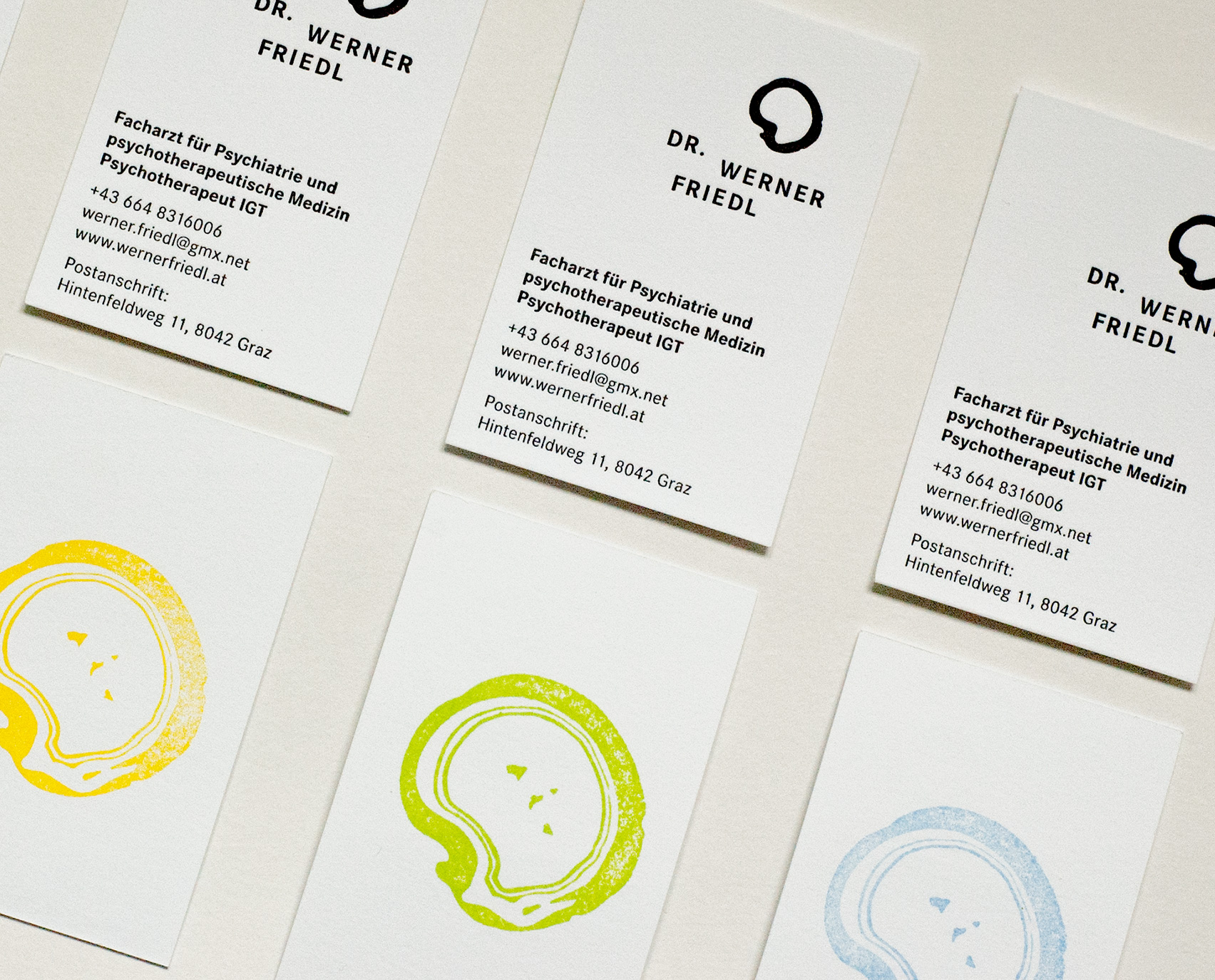 Detail of printed business cards of Dr. Werner Friedl Detail of printed business cards of Dr. Werner Friedl