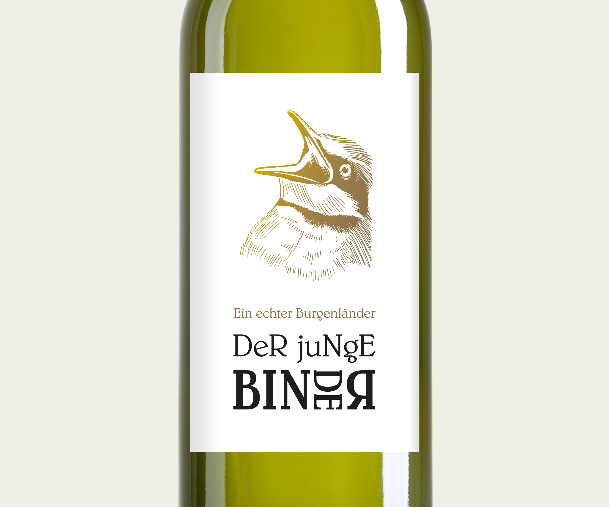 Der junge Binder – Weinetikett Der junge Binder – Wine label on bottle of winery Binder in Mörbisch am See