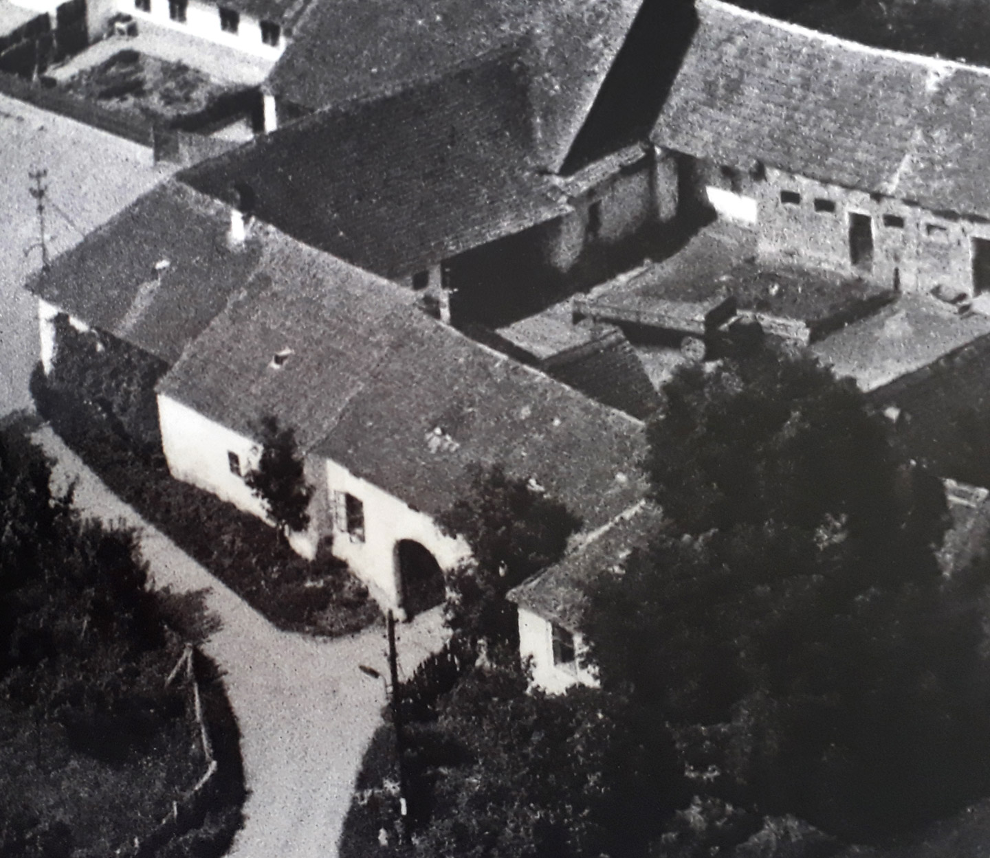 The former farm building, now Quartier35 The former farm building – old black and white photography
