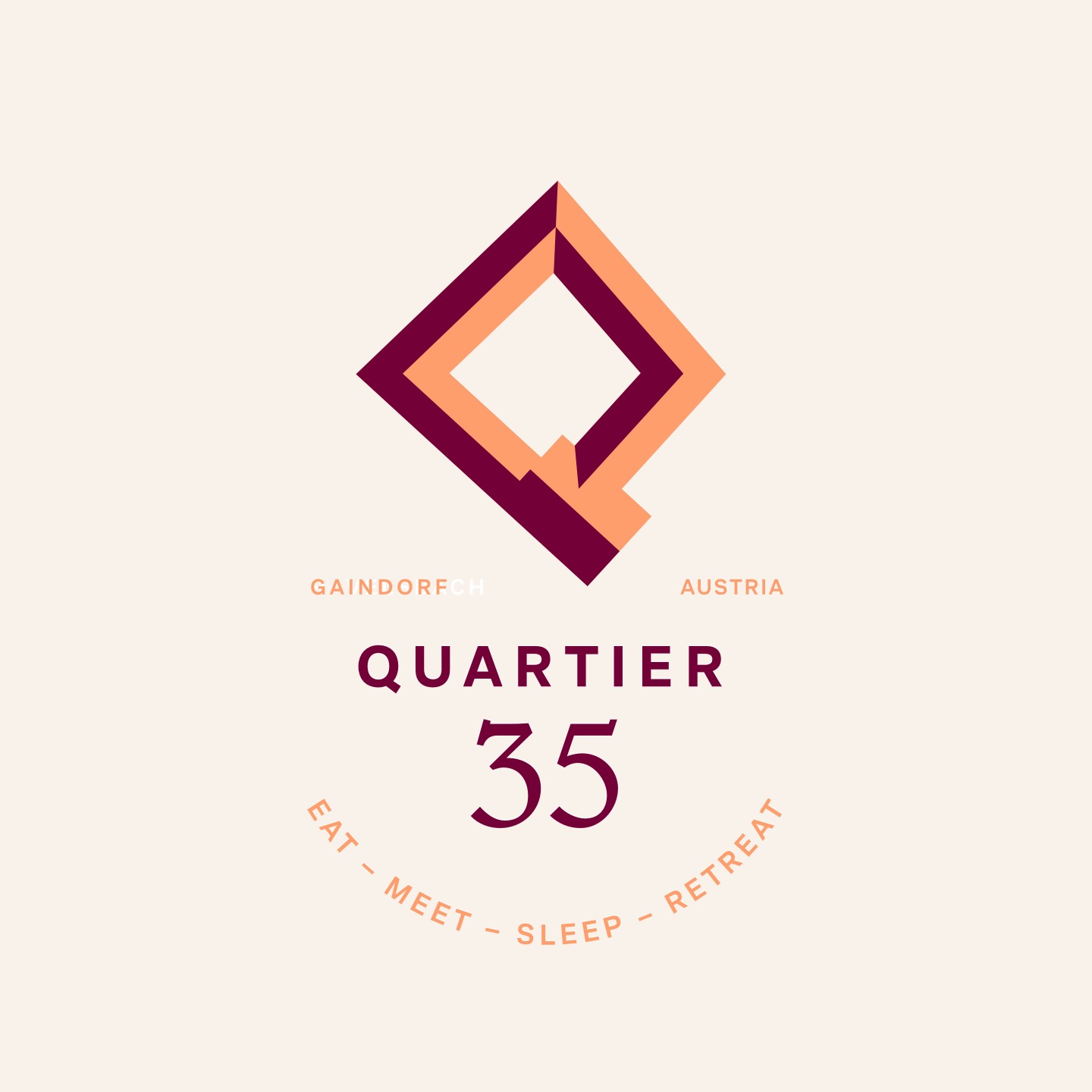 The logo design – based on the building's floor plan and the letter Q The logo design, based on the building's floor plan and the letter Q
